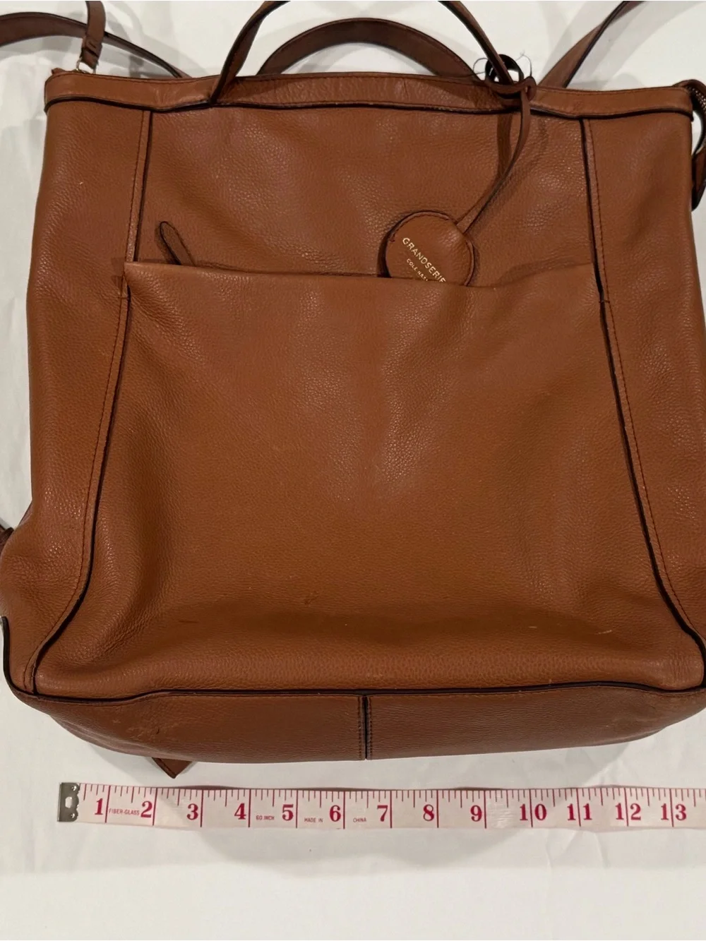 Cole Haan GrandSeries British Tan Leather Convertible Unisex Backpack Tote Bag